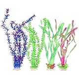 Amexo 4 Stück Aquarium Kunststoff Pflanzen, Wasserpflanzen Kunststoffdeko Simulation Wassergras...