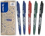 PILOT FriXion Ball 0.7 Set – 5 Stück: 2x Blau, 1x Schwarz/Rot/Grün – Radierbare Tintenroller...