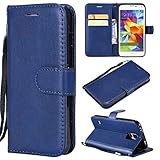 SATURCASE Hülle für Samsung Galaxy S5, Klassisch PU Lederhülle Magnetverschluss Brieftasche...