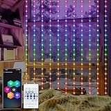DBFAIRY 300 LED Lichtervorhang, 2x3Meter Lichterkettenvorhang RGB Eingebauter Chip 72 Modi,...