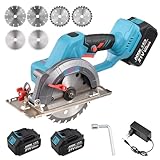 Akku-Kreissäge, Handkreissäge für Holz, tragbare kabellose Universalsäge, 4500 U/min, 185 mm, 21...