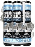 PROCREA® 3x Premium Sanitärsilikon 'Bad & Küche' (Manhattan) [mit Anti-Schimmel-Formel]...