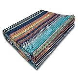 Craft Story Decke Fatima I türkis-blau-orange-gelb gestreift aus 100% Baumwolle I Tagesdecke I...