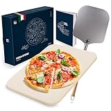 Blumtal Pizzastein für Backofen & Gasgrill inkl. Pizzaschieber - Pizzastein rechteckig aus...