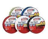 Tesa Isolierband 10m x 15mm Iso Tape (5er Pack / 5 Farben - Blau, Rot, Schwarz, Grün/Gelb & Weiß)