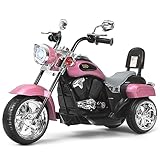 COSTWAY 6V Elektro Motorrad Kinder mit verstellbaren Scheinwerfer, Dreirad Elektromotorrad mit Sound...