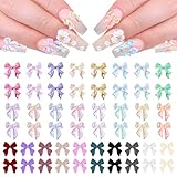 100 Stück 3D Nageldekorations Sets Aurora Schleifen Nagelanhänger Buntes Schleifen Nagelzubehör...
