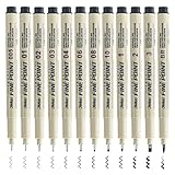 EUZUXU 12 Stück Fineliner Stifte Set, Micron Fineliner mit 12 Verschiedene Linienbreiten...