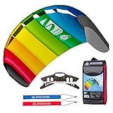 HQ Lenkmatte Lenkdrachen Symphony Beach III 1.3 Rainbow, Zweileiner Matte, Drachen für Kinder und...