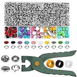 250 Sets Druckknopf mit Zange 9,5mm Metallknöpfe Druckknöpfe ohne Nähen hohle und feste...