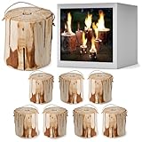 8 Stück - Schwedenfeuer ohne Rinde - Ø 12-15 cm, 15 cm hoch - Baumstammfackel, Schwedenfackel,...
