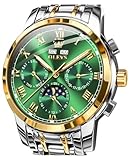 OLEVS Grüne Automatische Herrenuhren Gold Selbstaufziehende Mechanische Geschäfts Luxus Kleid...