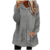 Damen Rundhals Jacke Hooded Oberteile Frauen Fleece Sweatjacke Langarm übergangsmantel Casual...