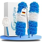 GlanzPure Staubwedel Teleskop Set 4tlg - Premium Staubwedel lang ausziehbar bis 2,5m - Robuster...