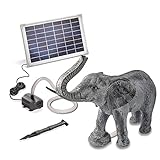 Solarbetriebener Wasserspeier Elefant - inkl. Solar Teichpumpe 12 Watt 650 l/h - Maße ca. 610 x 270...