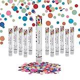 Relaxdays Party Popper, 12er Set, 40 cm, Konfettikanone, Konfetti rund, 6-8 m Effekthöhe,...