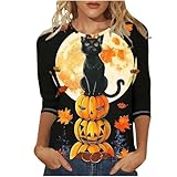 Damen-T-Shirts modisch lässig Rundhalsausschnitt Bedruckt Dreiviertelärmel Oberteile Alltag...
