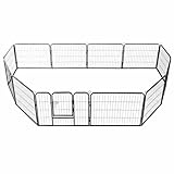 Eleganz Hunde-Laufgitter 12 Paneele aus pulverbeschichtetem Stahl (80x60 cm, schwarz) – Sicherer...