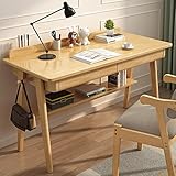 Schreibtisch aus Massivholz mit Schubladen und Aufbewahrungsregal für modernes Home Office,...
