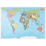 MyPuzzle Farbige Weltkarte - Grenzen, Länder, Straßen und Städte - Premium 1000 Teile Puzzle -...