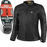 SHIMA WINCHESTER 2.0 Motorradjacke Damen - Klassische Biker-Lederjacke mit Rücken, Schulter und...