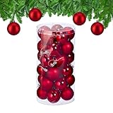 Relaxdays Weihnachtskugeln im 30er Set, Kunststoff, D: 6 cm, runde Weihnachtsbaumdeko, Baumschmuck...