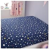 Spannbettlaken für Mädchen und Jungen, mit mehreren Sternen, Marineblau