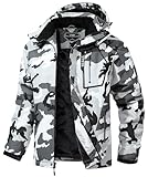 UTWGN Herren Skijacke Winter Warm Schneemantel Wasserdicht Windbreaker Kapuze Arbeit Outerwear...