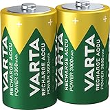 VARTA Batterien D Mono, wiederaufladbar, 2 Stück, Recharge Accu Power, Akku, 3000 mAh Ni-MH, ohne...