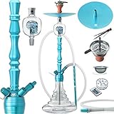 DILAW® Vatos Shisha Set Hookah 93cm Aluminium Alu + LED Licht | Wasserpfeife Kaminkopf Komplettset...