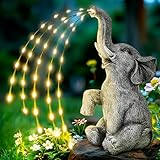 GIGALUMI Upgraded Elefantenstatue Gartendekoration True Bewässerungselefant Figur Solarbetriebene...