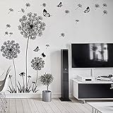 WandSticker4U®- XL Wandtattoo PUSTEBLUMEN Schwarz I Wandbild: 165x130 cm I Wandsticker Wohnzimmer...