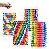 Laterne mit Bunten Motiven, 4 Stück Papier Lampion Ø 16m, Papierlaterne für Sankt Martin und...