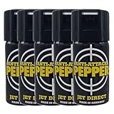 5 Dosen Pfefferspray Anti Attack Pepper Jet mit je 40 ml Tierabwehr Legal Verteidigungsspray -...