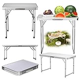 Klapptisch Tragbarer, Leichter, höhenverstellbarer Bocktisch für Garten, Picknick und Camping,...