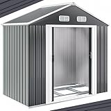 Deuba GARDEBRUK® XL Metall Gerätehaus 2m² mit Fundament 196x132x188cm Schiebetür Anthrazit...