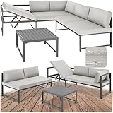 tectake® Gartenmöbel Set, 2X Sofa mit Kissen und Tisch, Sitzecke Outdoor Lounge mit Verstellbarer...