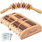 Fußmassage Holz Roller, Faszienrolle Holz mit Griff Maderotherapie Set Anti Cellulite Fußmassage...