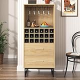 HYSZ Sideboard, Stilvoller Weinschrank mit Zwei Schubladen, 18 Fächern und Gläserhalterung –...