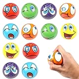12 Stück Stressbälle, Antistressball, Knautschball, Wutball für Kinder, Lustige Gesichter...