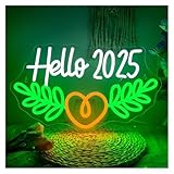 BYAMBD AtmosphäreHeimdekoration Hello 2025' Neonlichter, Dimmbare Acryl-USB-betriebene Lampe,...
