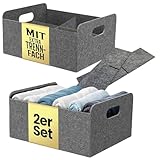 Bada Bing 2er Set stabiler Filzkorb in grau für Regal und Kleiderschrank - faltbarer Organizer mit...