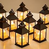 Romadedi Laterne Schwarz Tischdeko Outdoor - 10er Set Mini LED Laterne Metall zum Aufhängen für...