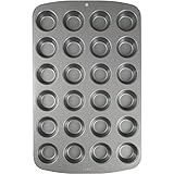 PME CSB111 Antihaftbeschichtete Mini-Muffinform mit 24 Löchern aus Karbonstahl, Edelstahl, Silver,...
