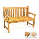 Divero 2-Sitzer Bank Holzbank Gartenbank Sitzbank 120 cm – zertifiziertes Teak-Holz behandelt...