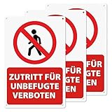 YIKIADA Zutritt für Unbefugte Verboten Kunststoff Schild 30 x 20 cm Selbstklebend Wasserdicht Keine...