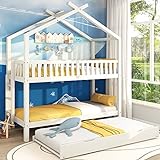 LTGB Etagenbett, Hochbett 90x200, Stockbett für 3 Kinder, Kinderbett mit Lattenrost, Etagenbett 3...