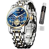 OLEVS Herren-Armbanduhr mit Zeitcode, Edelstahlarmband, Leuchtend, wasserdicht, multifunktional,...