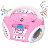 KLIM Candy Kids CD Player für Kinder - NEU 2024 - UKW-Radio - Inklusive Batterien - Rosa - Boombox...