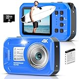 Unterwasserkamera 4K UHD, 64MP Autofocus Digitalkamera wasserdichte mit 32GB Karte, IP68 & 16FT...
